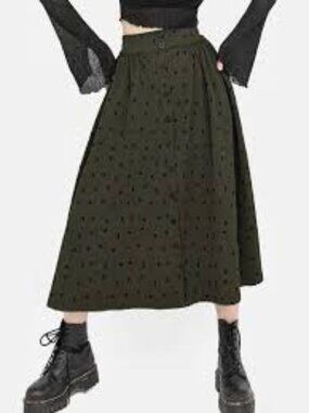 Disturbia Chanterelle Velour Button Front Midi Skirt Women's Size 6